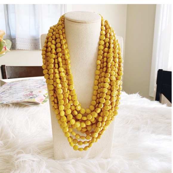 Yellow Mustard Multi beaded Handmade Necklace - Picture 6 of 10